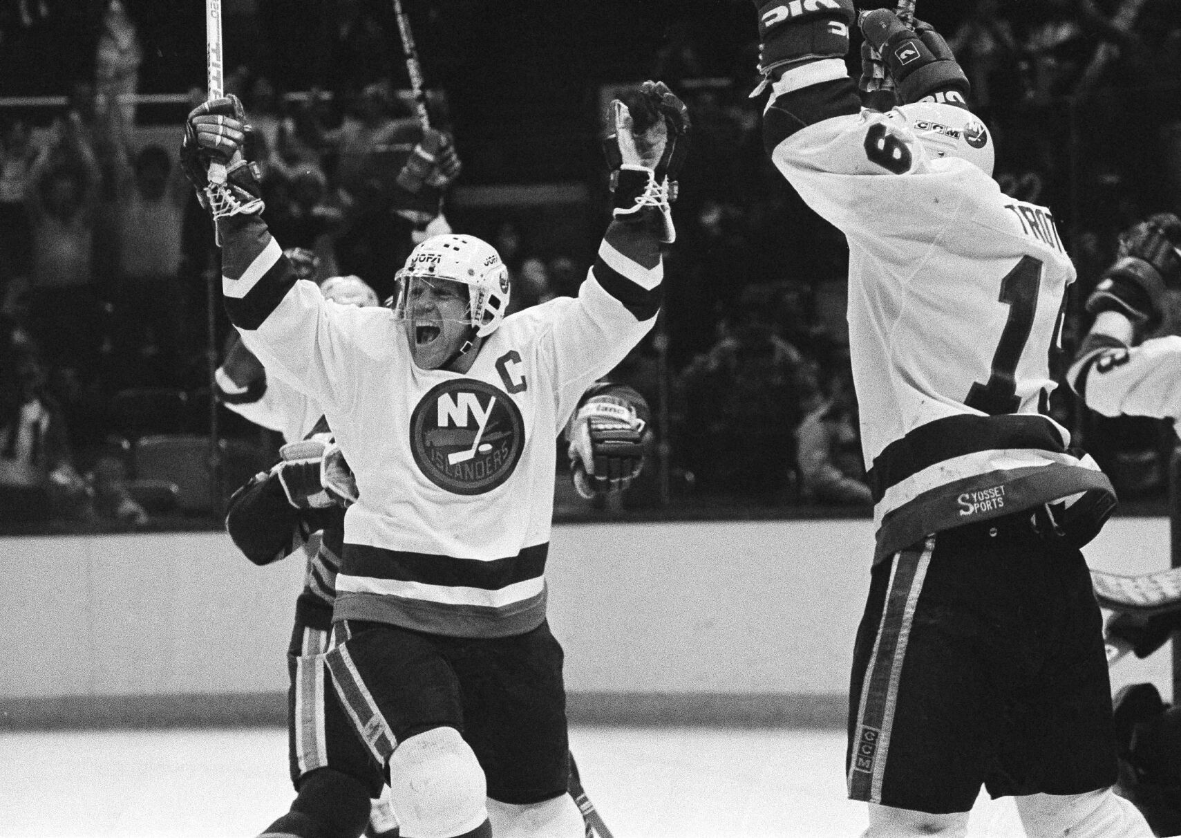 1987: New York’s Denis Potvin, highest-scoring NHL defenseman, scores his 1,000th point